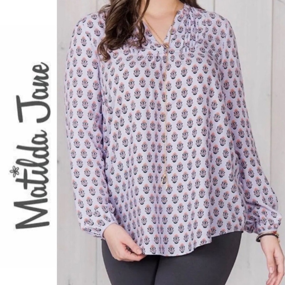 Matilda Jane Delicate Topiary Top Womens Size Large The Adventure Begins Purple
